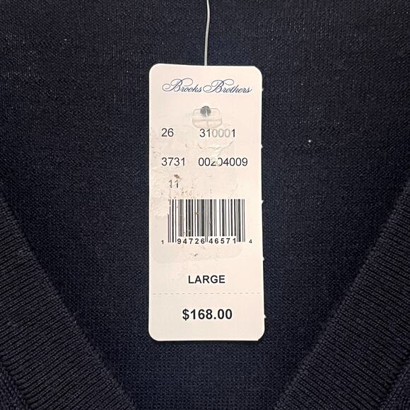 Brooks Brothers Ultimate Merino Wool Knit Pullover Sweater Mens L Navy NWT - Picture 6 of 6